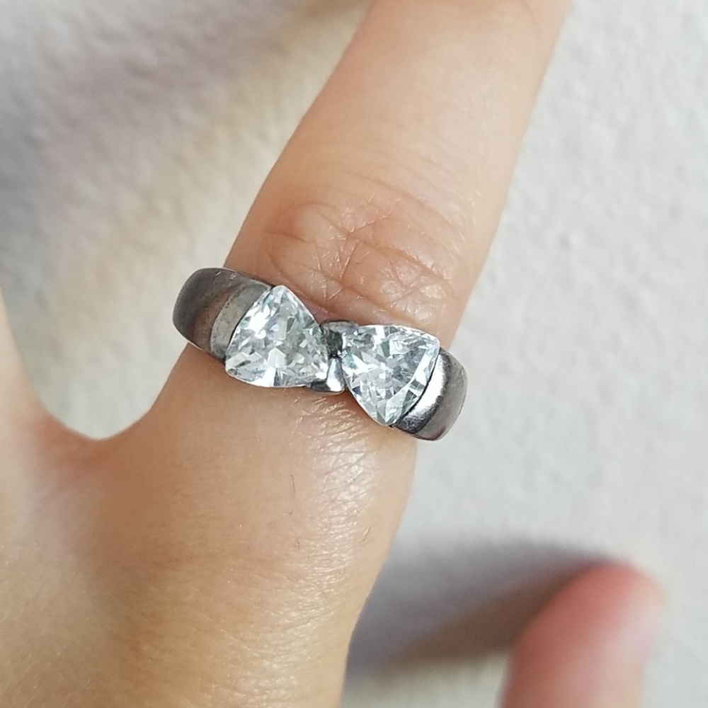 Sterling Silver Double Cz Ring - image 1